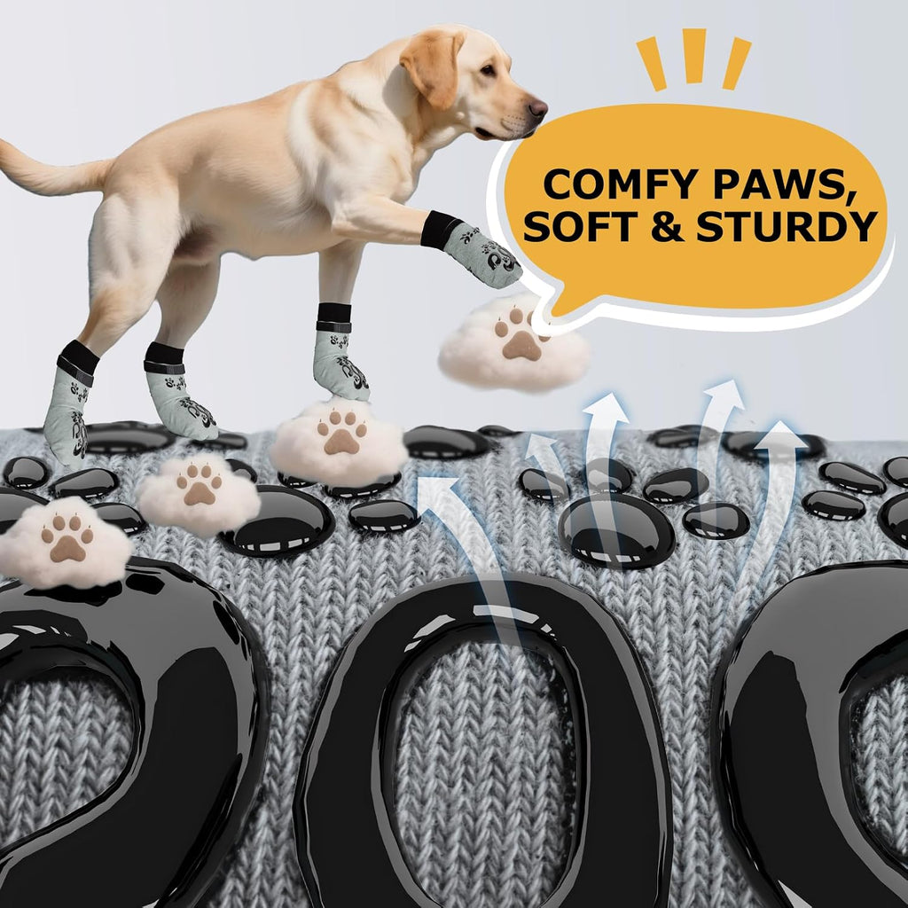 Dog Socks for Hardwood Floors Anti Slip - Double Side Dogs Booties to Prevent Licking, Hot Pavement Paw Protectors, No T