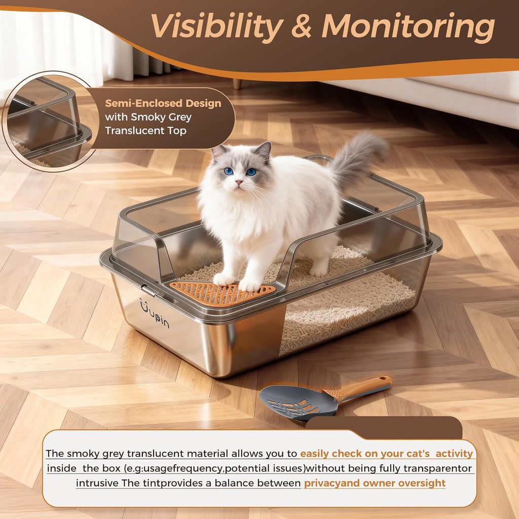 2 Pack Stainless Steel Litter Box - XXL Cat Litter Box