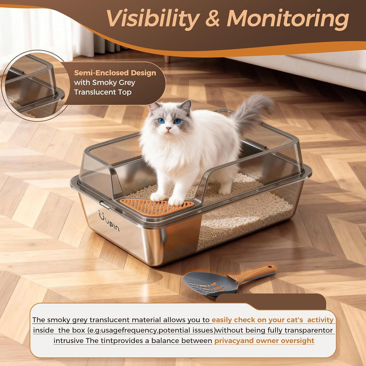 2 Pack Stainless Steel Litter Box - XXL Cat Litter Box