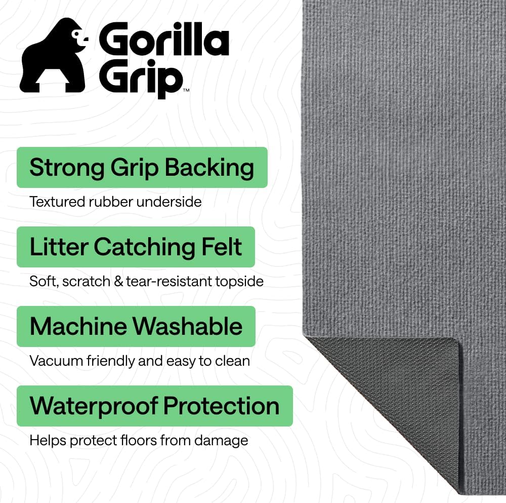 GORILLA GRIP WeatherMAX® Door Mat, 17x29, Gray and Felt Cat Litter Mat, 24x17, Gray Bundle
