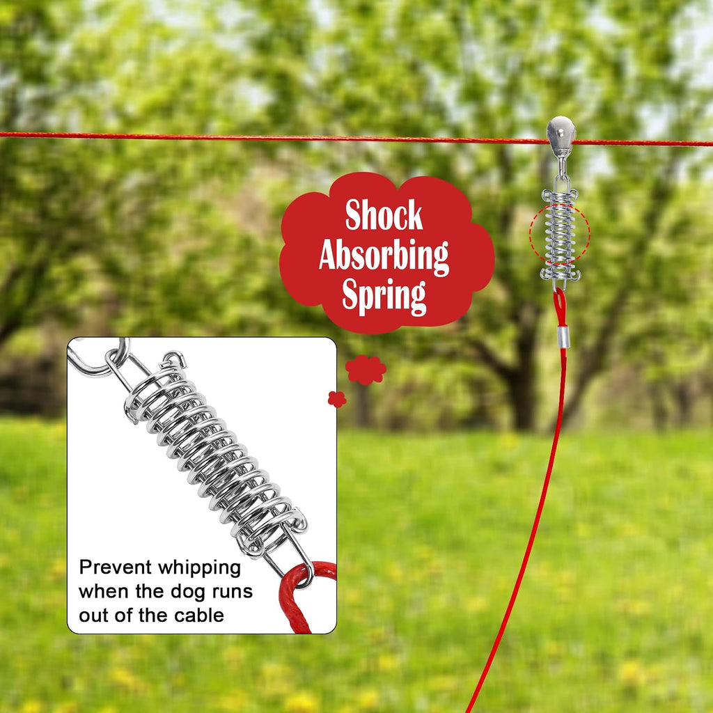 Dog Runner for Yard, Outdoor Dog Run, 100FT+15FT, Red