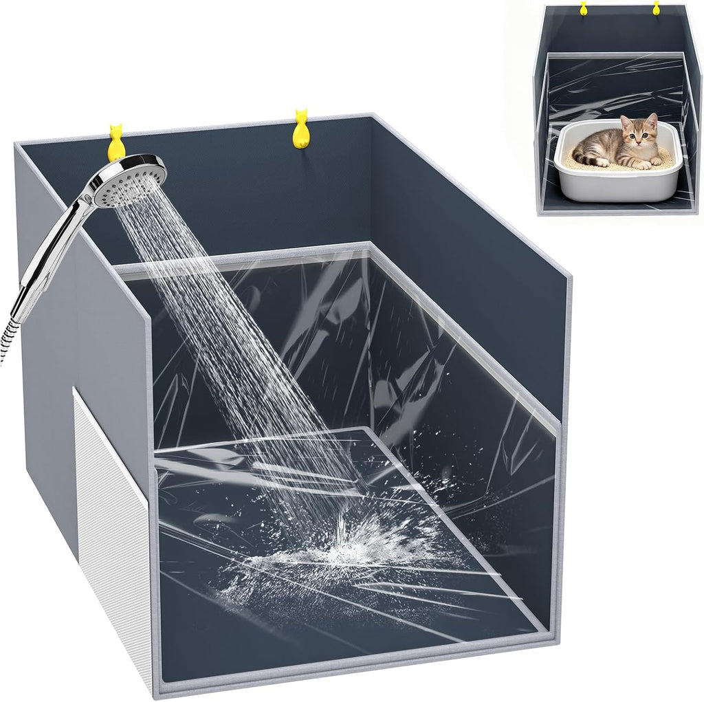 Waterproof Cat Litter Box Enclosure Splash Guard, 27.1"x21.6"x16.5"