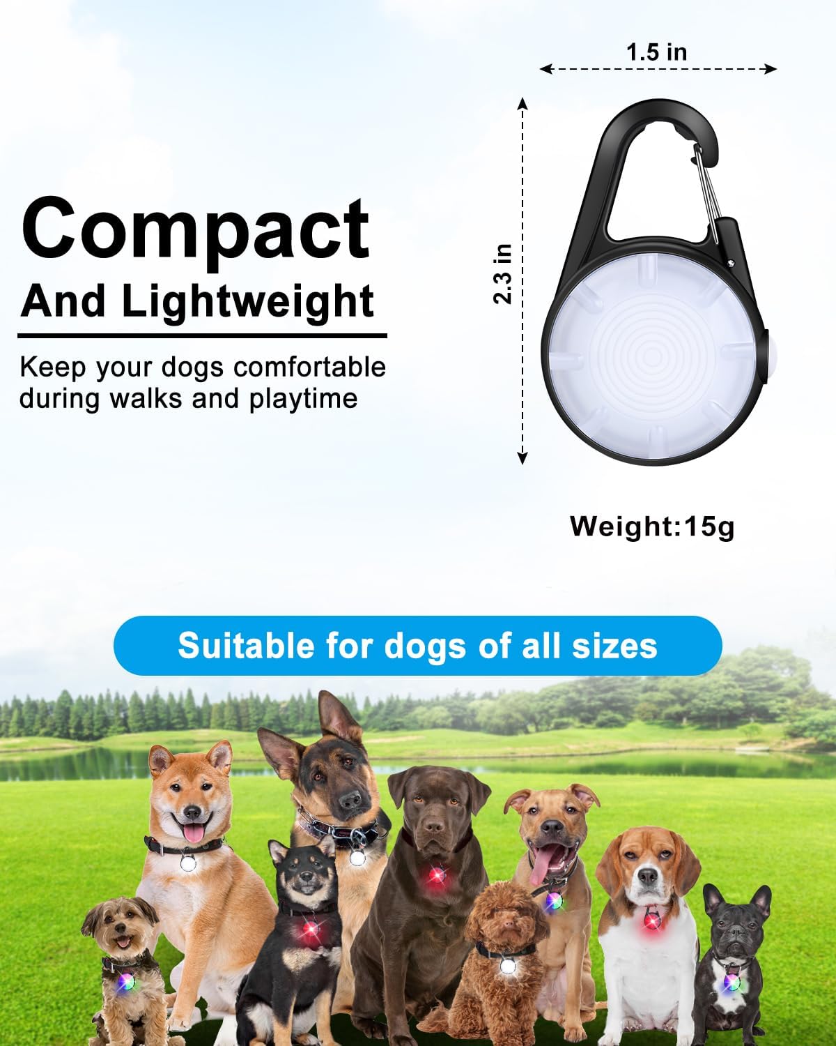 Dog Collar Light for Night Walking Clip On, 4 Modes & Rechargeable, 2 Pack