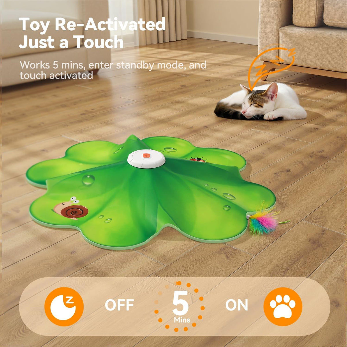 FEELNEEDY Rechargeable Cat Toys, 2 in 1 Hide and Seek Game Interactive Cat Toy, Movable LED Red Dot, Moving Concealed Fe