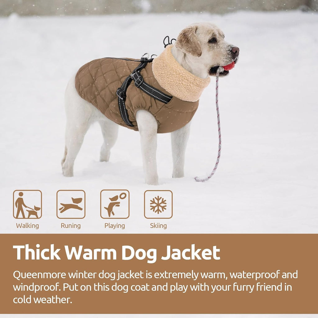 Dog Jackets for Medium Dogs, Dog Coat with Harness Built in