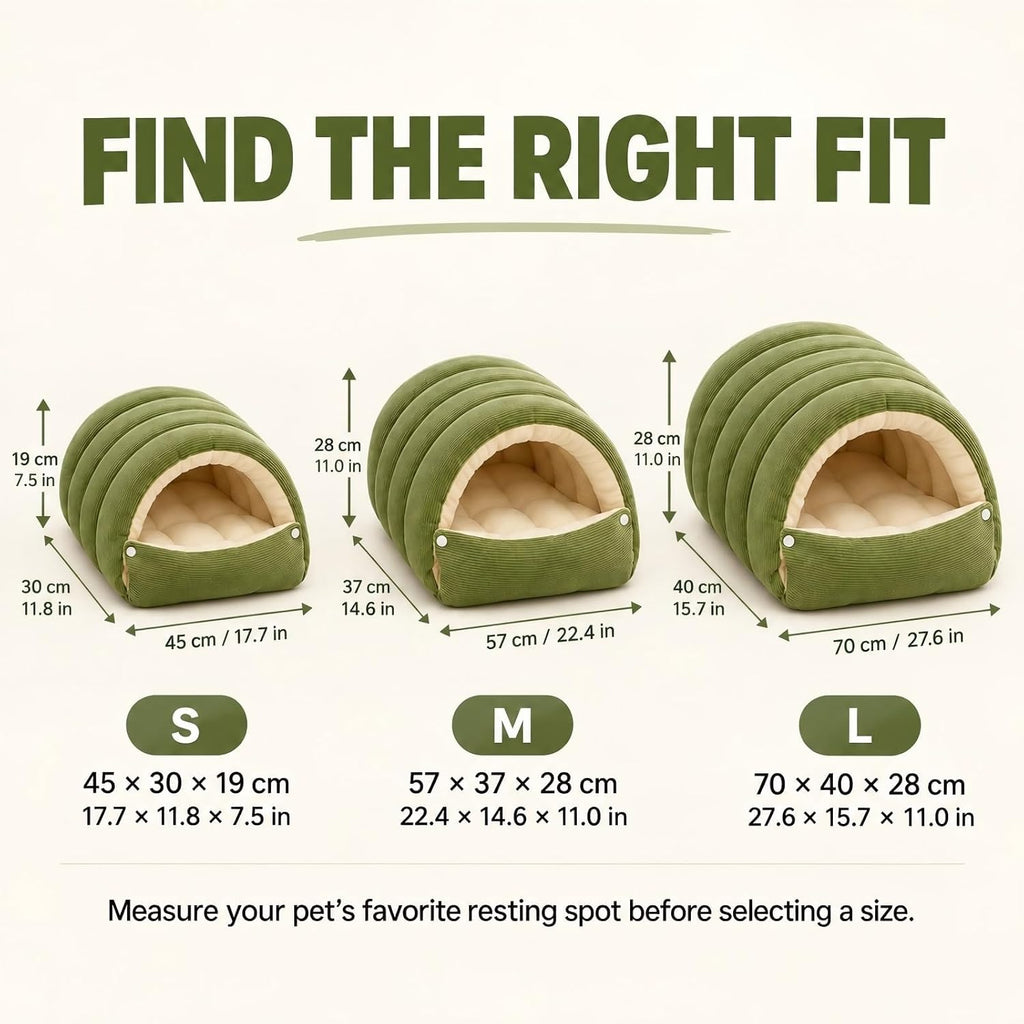 Dachshund Cave Bed, Dog Cave Bed for Dogs & Cats (Olive Green, Medium)