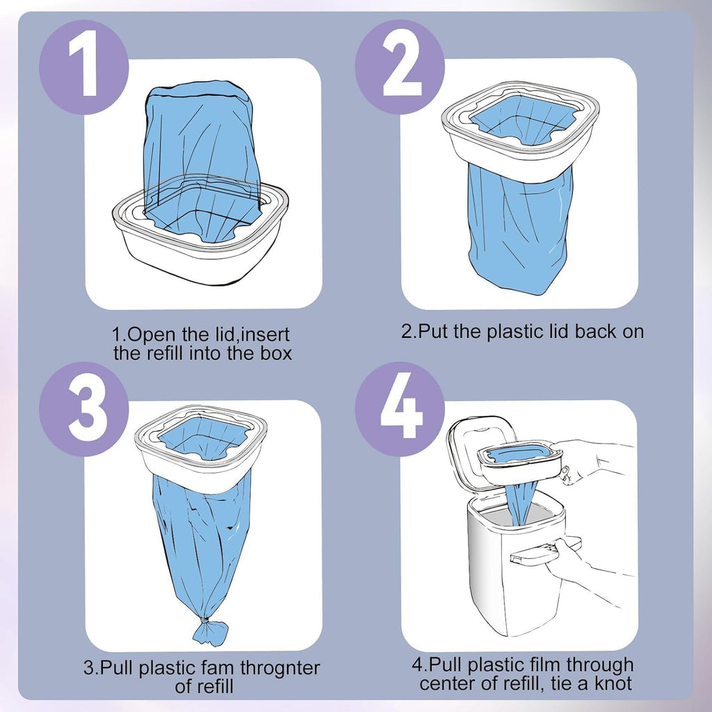12 Pack Cat Litter Refill Bags,Compatible with Genie Bag Refills, Scented, Blue