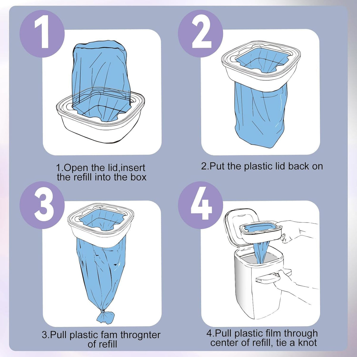 12 Pack Cat Litter Refill Bags,Compatible with Genie Bag Refills, Scented, Blue