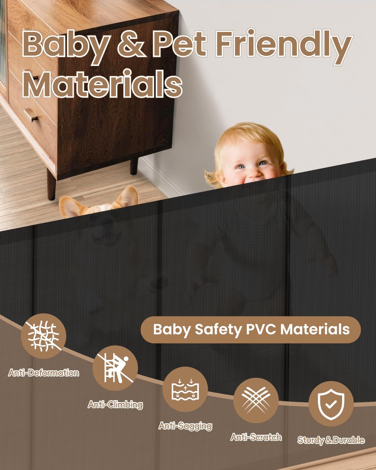 Retractable Baby Gate, Up to 55" Wide Reinforced Retractable Gate