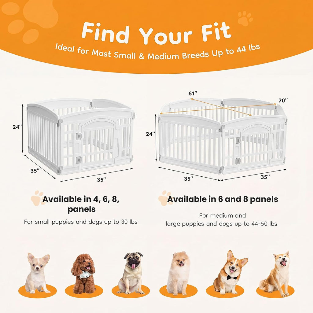 NEWBULIG 24 Inch 4 Panels Dog Playpen, Plastic Pet Play Pen Fence