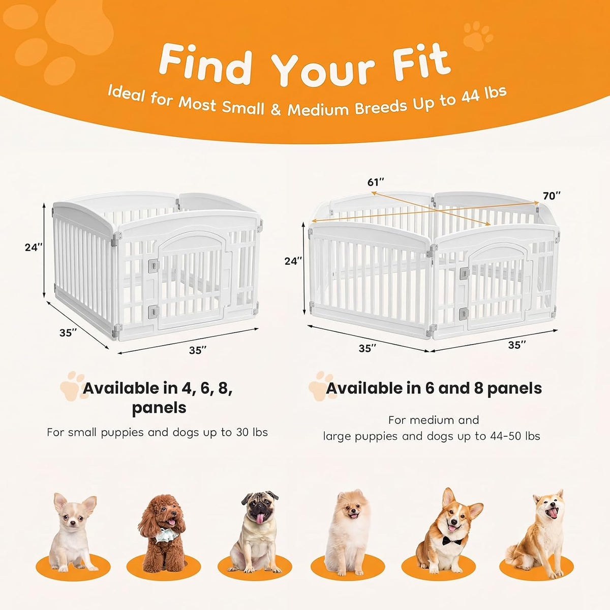 NEWBULIG 24 Inch 4 Panels Dog Playpen, Plastic Pet Play Pen Fence