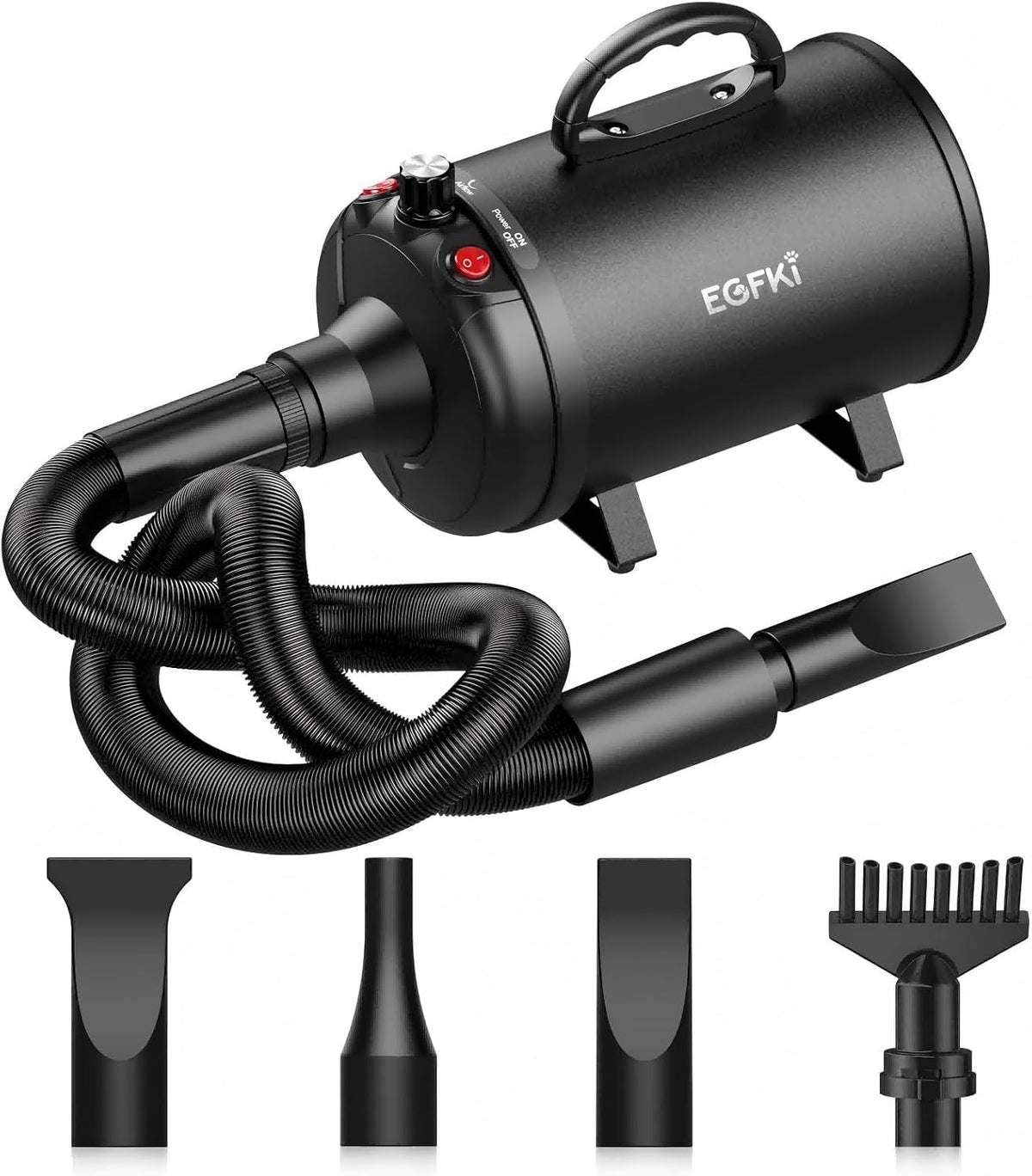 Dog-Hair-Dryer, 5.2HP/ 3800W High Velocity Pet Blow Dryer with Heater for Grooming, Speed Temperature Adjustable Dog Blo