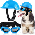Frienda Dog Helmet and Goggles, UV Protection Doggy Sunglasses and 4 Inch Padded Puppy Motorcycle Helmet Adorable Dog Go