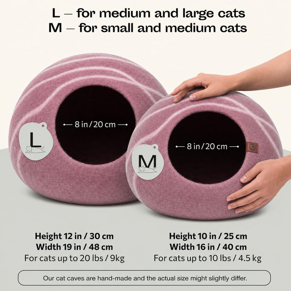 Cat Cave – Natural Wool – Self-Warming Hideaway for Indoor Cats & Kittens
