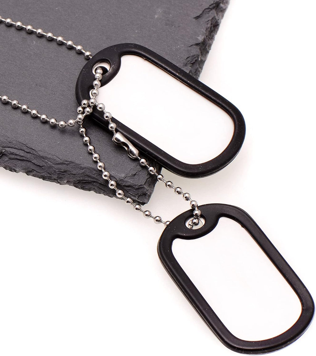 U.S. Military Dog Tags Set Complete with Chains & Black Silencers