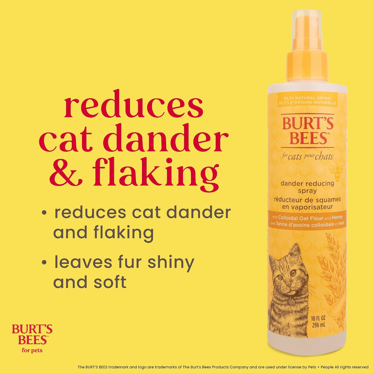 Burt's Bees for Pets Cat Dander Reducing Spray, Oat & Honey, 10 Fl Oz, 2-Pk