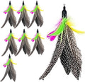 8PCS Cat Toys Feathers Replacements 7.9'' Natural Cat Wand Toy Replacements with Loop Long-Lasting Fishing Pole Toy for 