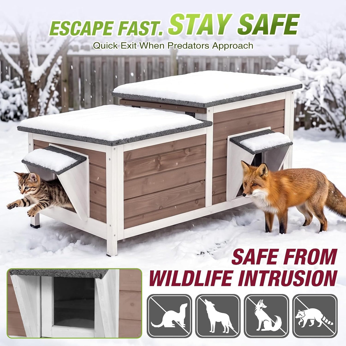 Large Heated Outdoor Cat House Insulated Weatherproof for 2-4 Cat