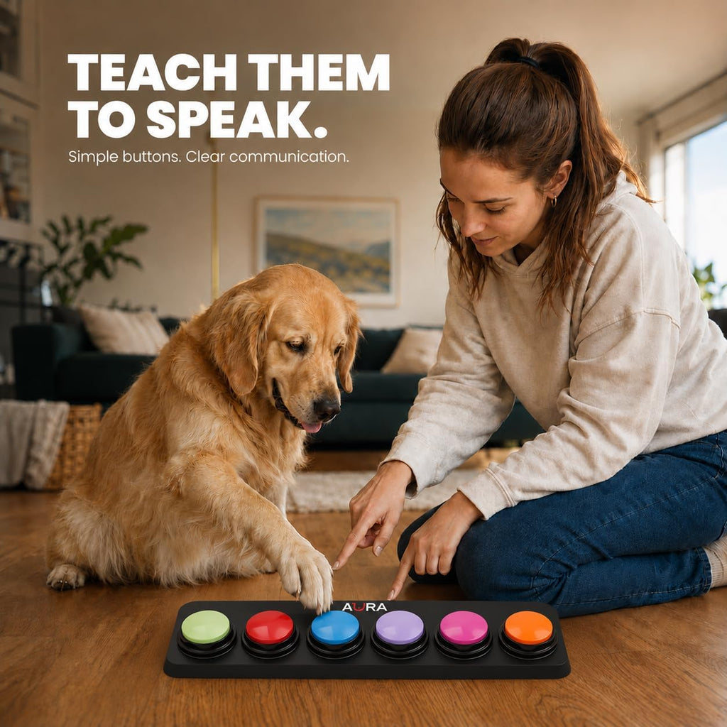A-URA Dog Buttons for Communication, Recordable Dog Talking Buttons (6 PC)