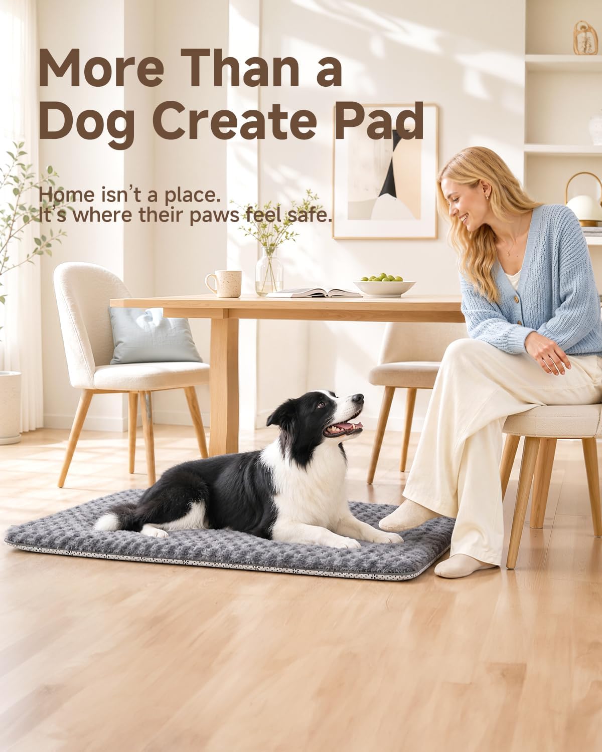 Dog Bed for Crate Pad, High Resilience Foam Crate Mat Bed, 35x22, Dark Grey