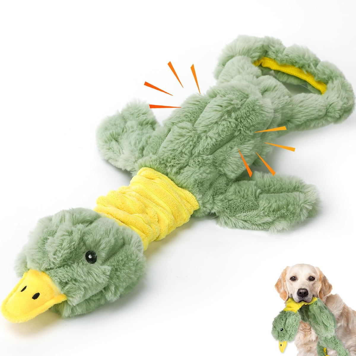 Dog Toys 3-Pack Cute Duck Shapes Puppy Toys No-Stuffing Squeaky and Crinkle Interactive Dog Chew Toy for Small to Large 