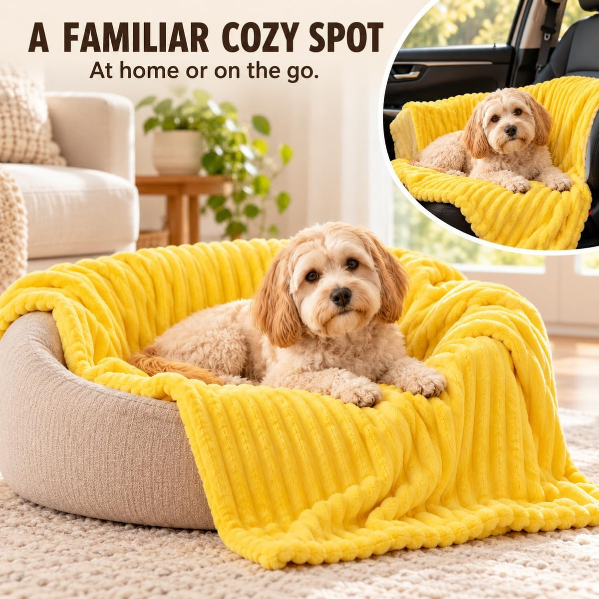 Yellow Dog Blanket Emotional Support Blanket for Dogs (Yellow, 27x39in)