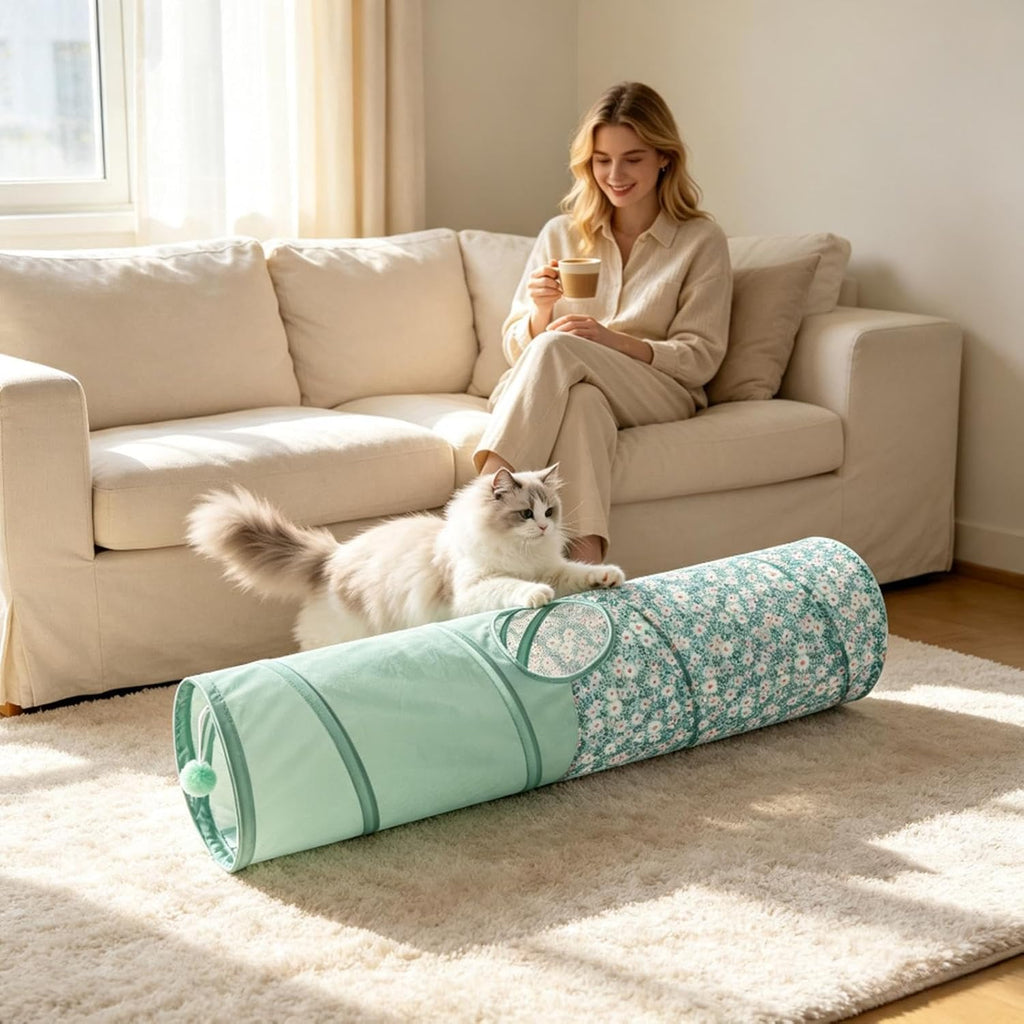 Cat Tunnel Kitten Breathable Interactive Exercise Maze 25×25×90cm