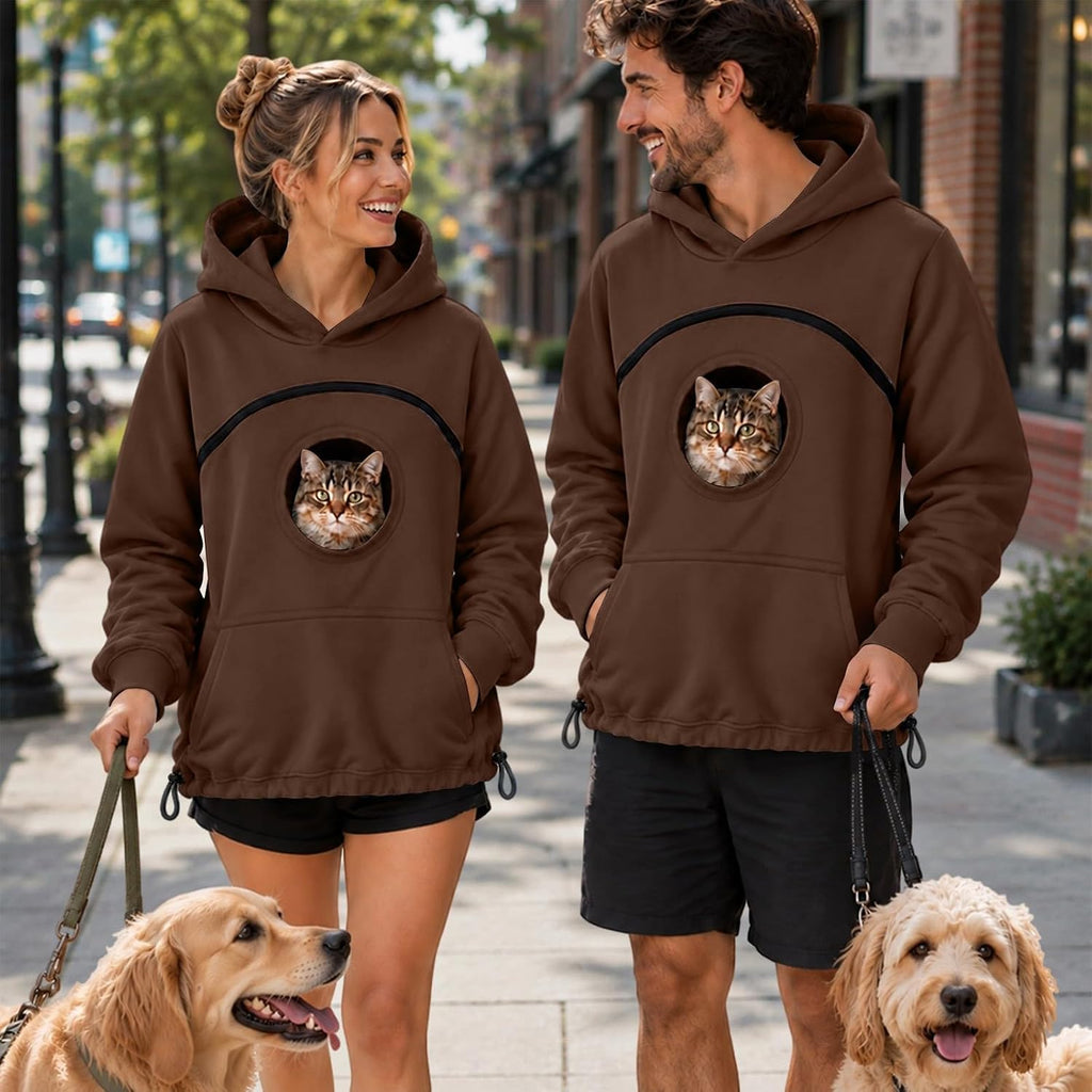 Pet Pouch Hoodie Zipper Front Pocket Cat Dog Carrier Sweatshirt