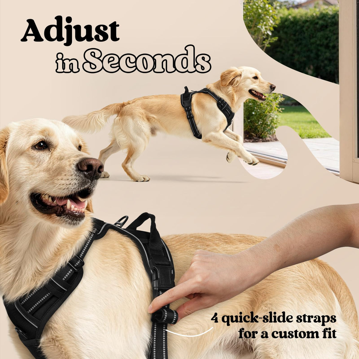 rabbitgoo Dog Harness, No Pull for Large Dogs with 2 Leash Clips, Pet Vest