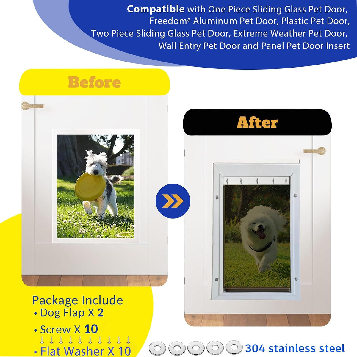 2PC Replacement Flap PAC11-11039 with Screws & Washers for PetSafe Dog Door