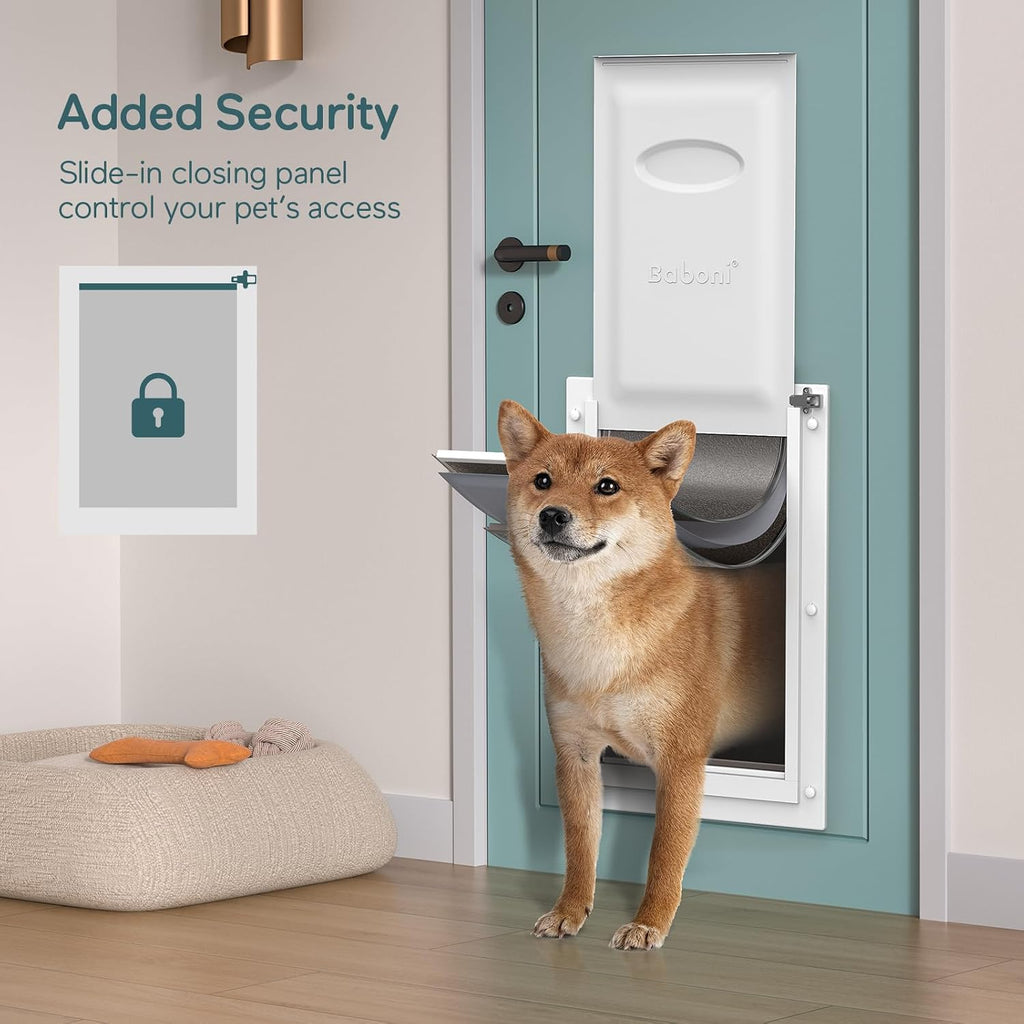 Baboni Dog Door for Door,3-Flap,Durable Plastic Frame,Large