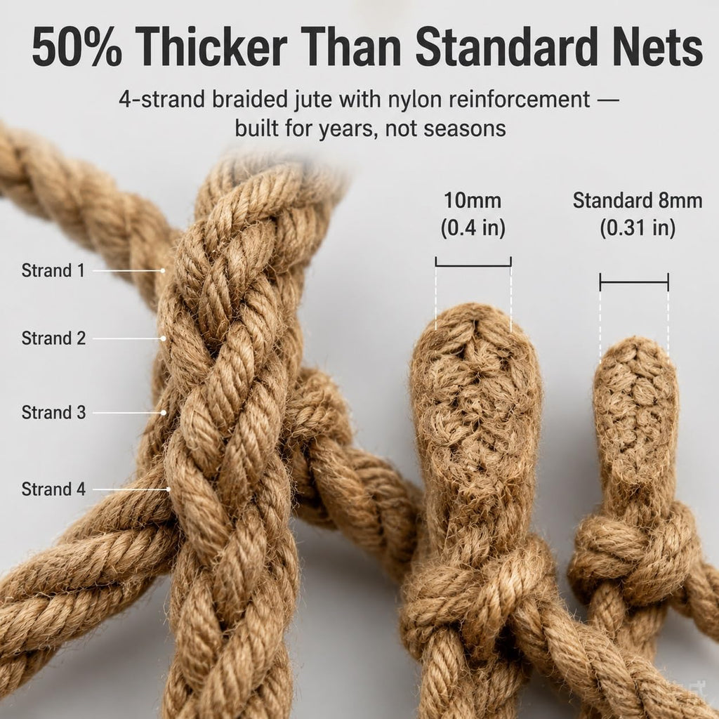 Balcony Safety Net 3x13FT, 0.4in Jute Climbing Rope Mesh for Stairs