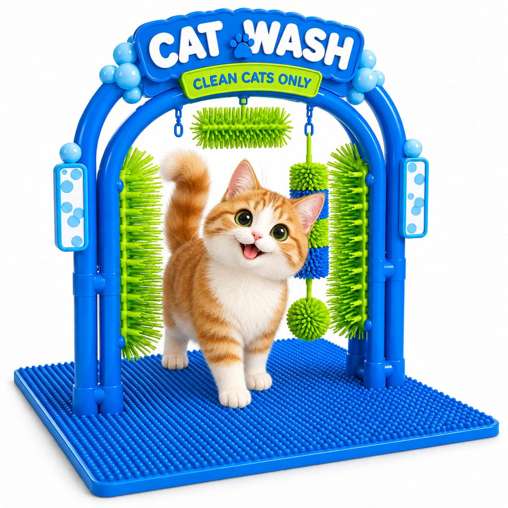 Cat Wash Grooming Station Self Groomer with Massage Brushes
