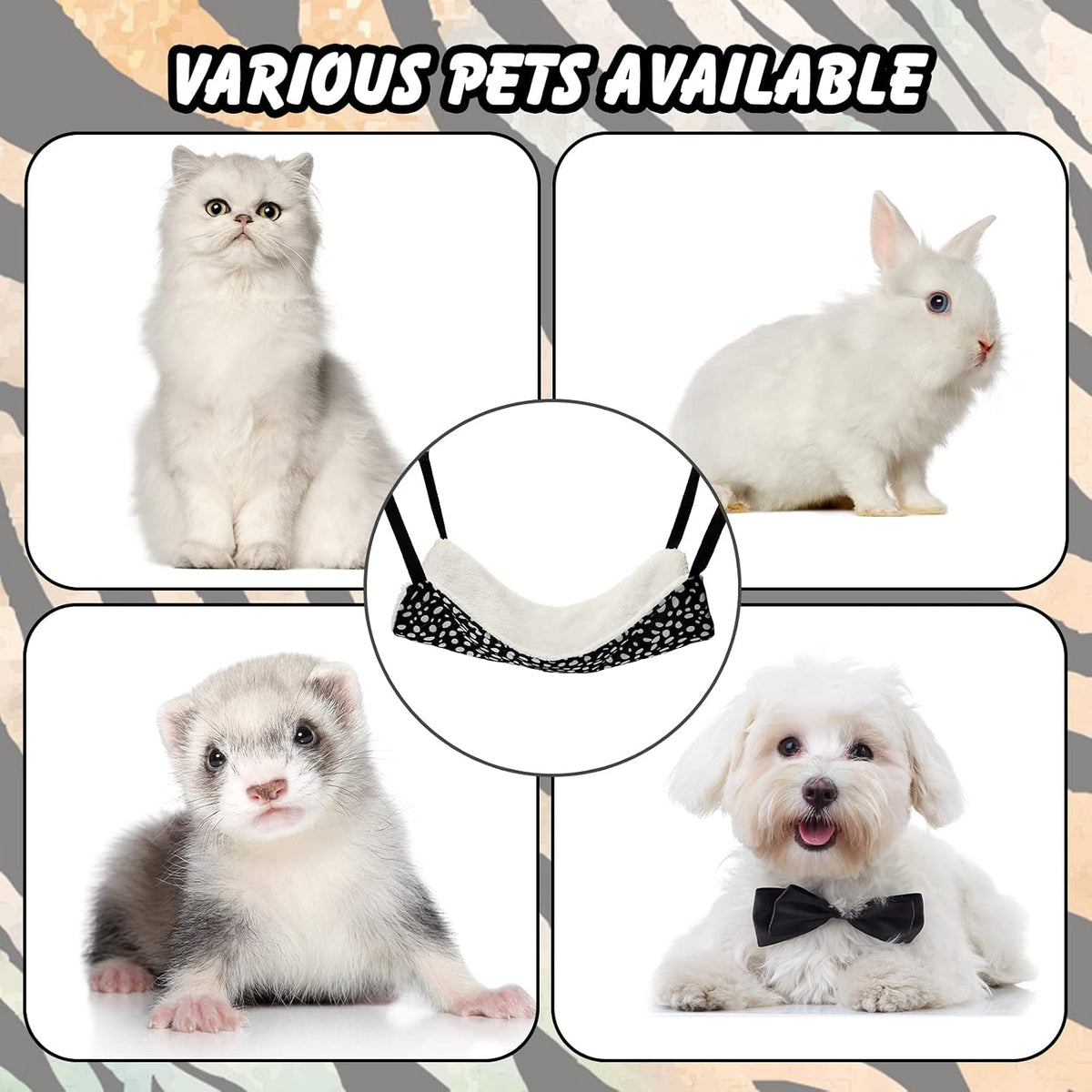 BBTO 3 Pcs Reversible Hanging Hammock Soft Plush for Cat Ferret,Dot