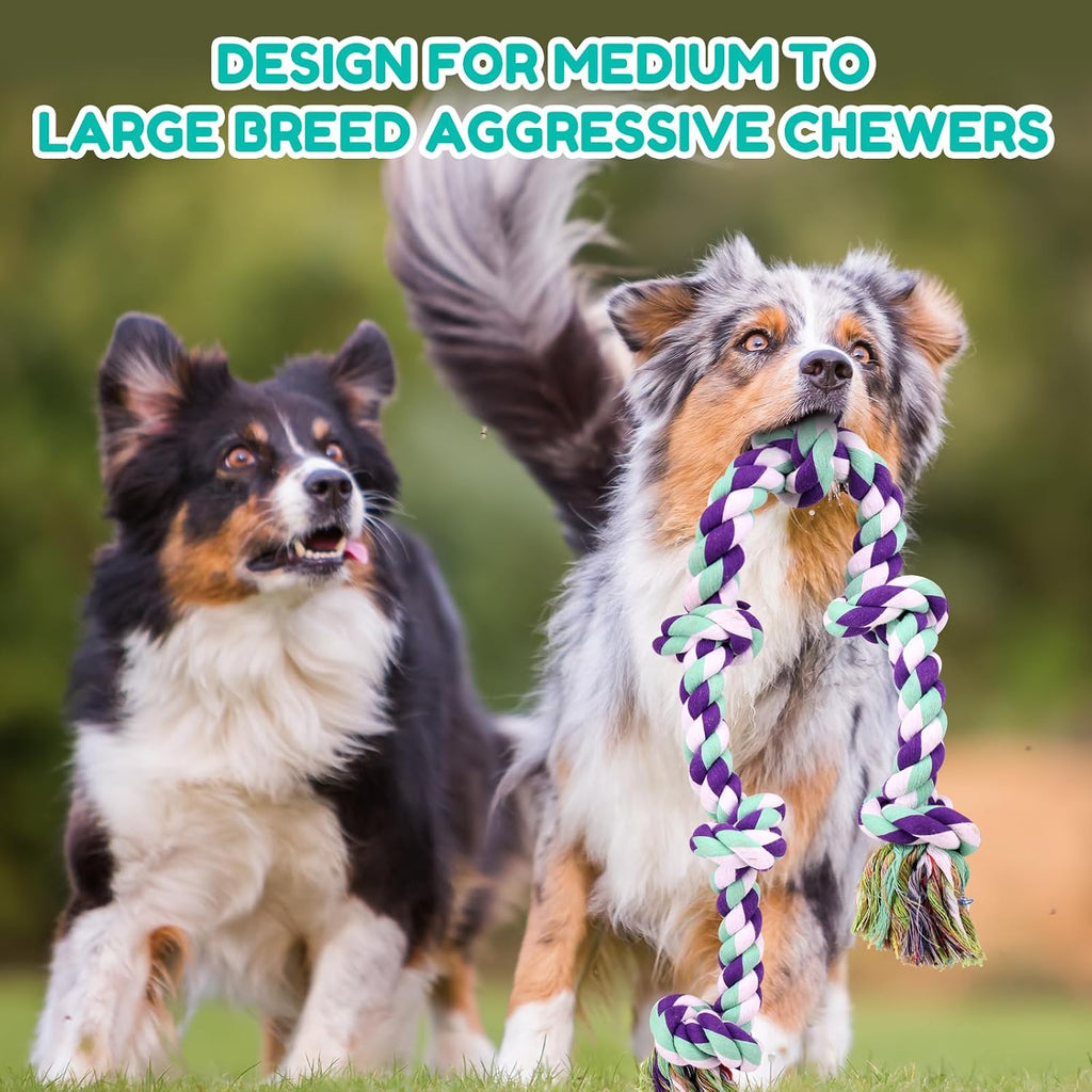 loncoldy Dog Rope Toy 42In 6 Knots Indestructible Natural Cotton - Tough Chew Toys for Medium/Large Breeds Aggressive Ch