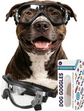 Dog Goggles for Medium to Large Breeds, Anti-UV Waterproof Windproof Dog Sunglasses with Adjustable Straps, Anti-Fog Ven