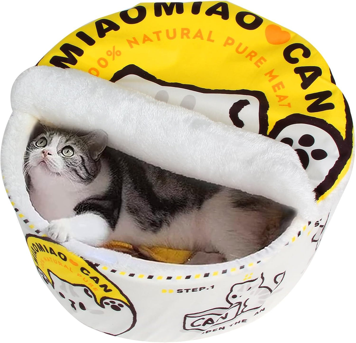 寵幸 Ramen Noodle Cute Cat Bed,Soft Warm Washable Kitten Bed