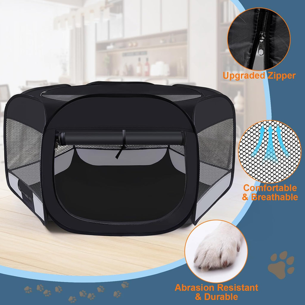 Dog Cat Playpen, Pet Puppy Playpen, Puppy Dog Play Pen for Indoors(Grey, S)