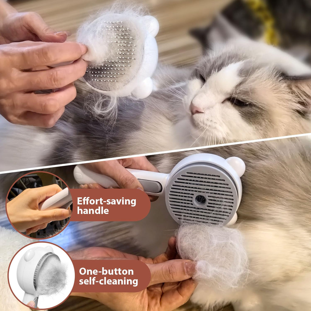 Cat Steam Brush with 2 Spray Levels & Release Button 4-in-1 Cat Water Brush