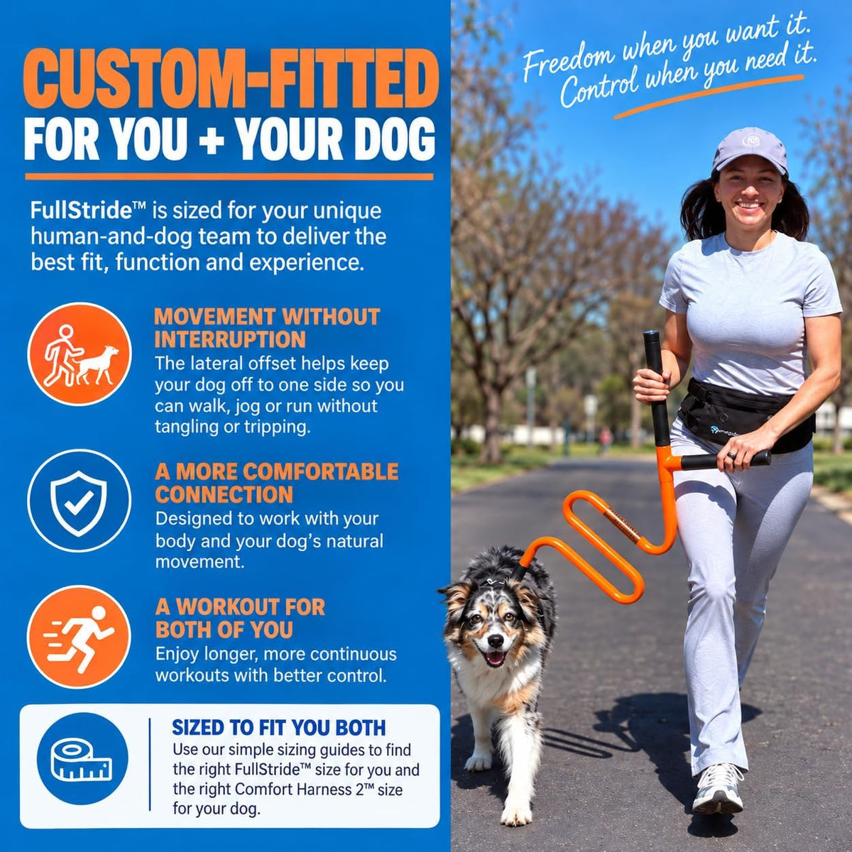 FullStride Dog Exercise Leash System for Walking, Jogging and Running (FullStride M/Harness L)