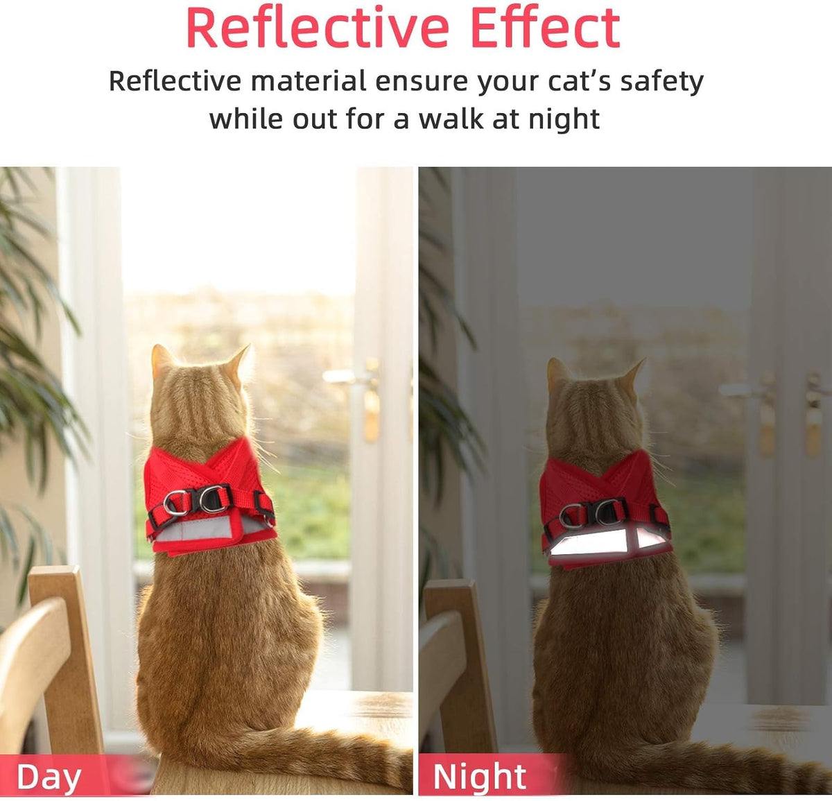 Cat Vest Harness and Leash Set, Escape Proof Kitten Harness Red XS