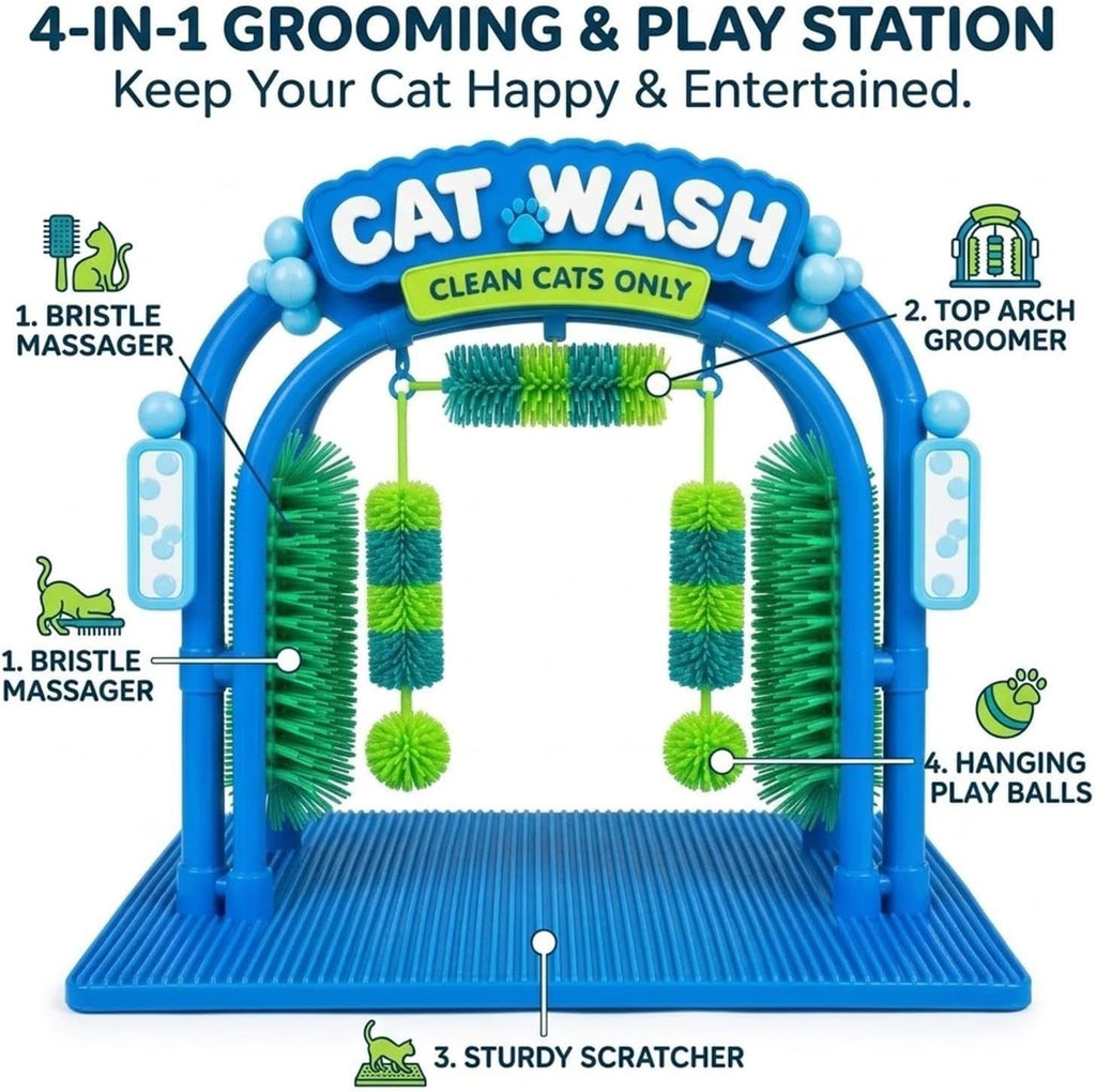 The Cat Wash Grooming Station,Self-Grooming Cat Toy,Car Wash Grooming Arch