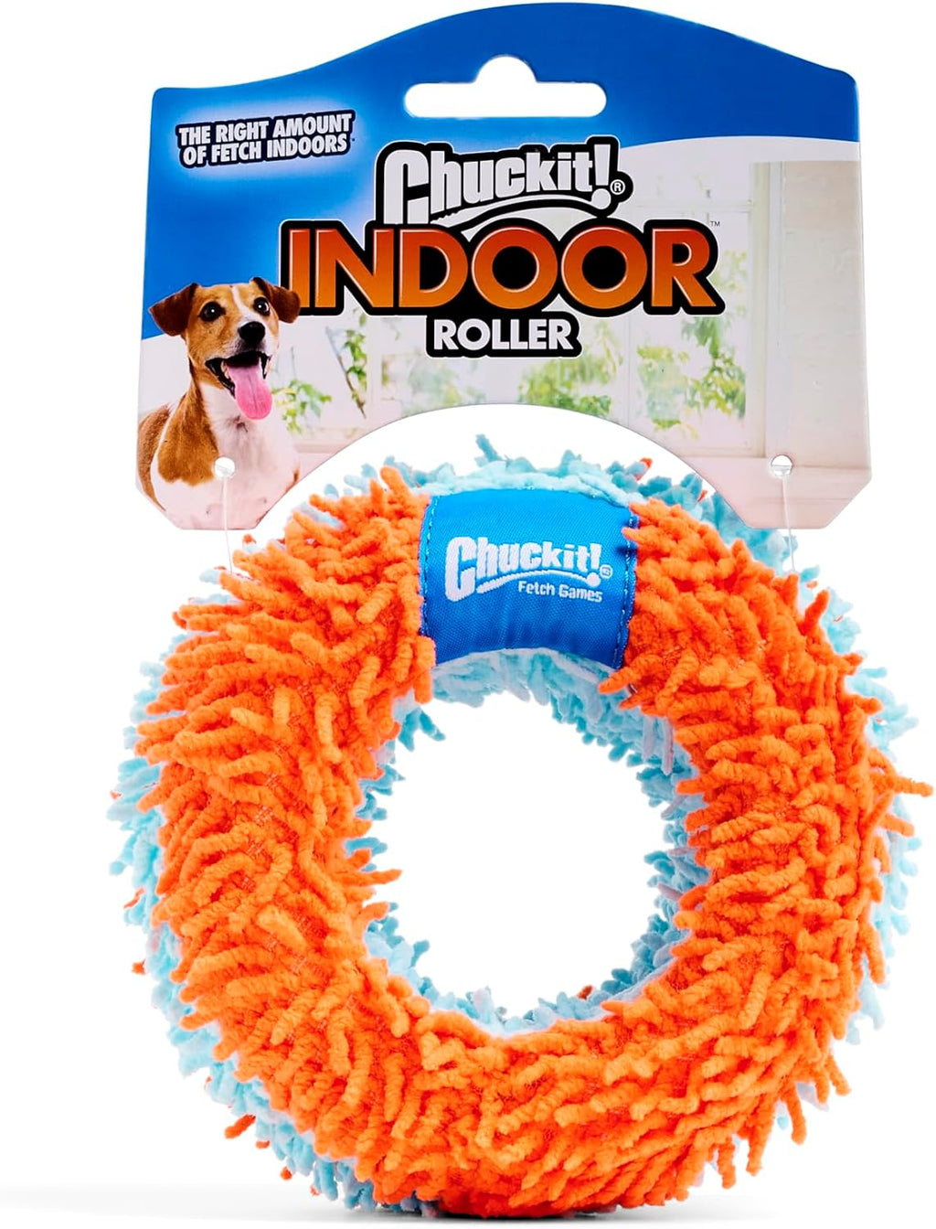 Chuckit! Indoor Fetch Ball Dog Toy, 4.75in, Orange and Blue