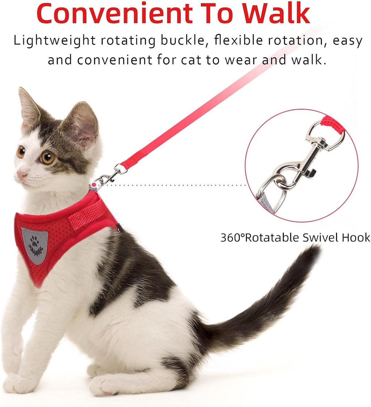 Cat Vest Harness and Leash Set, Escape Proof Kitten Harness Red XS