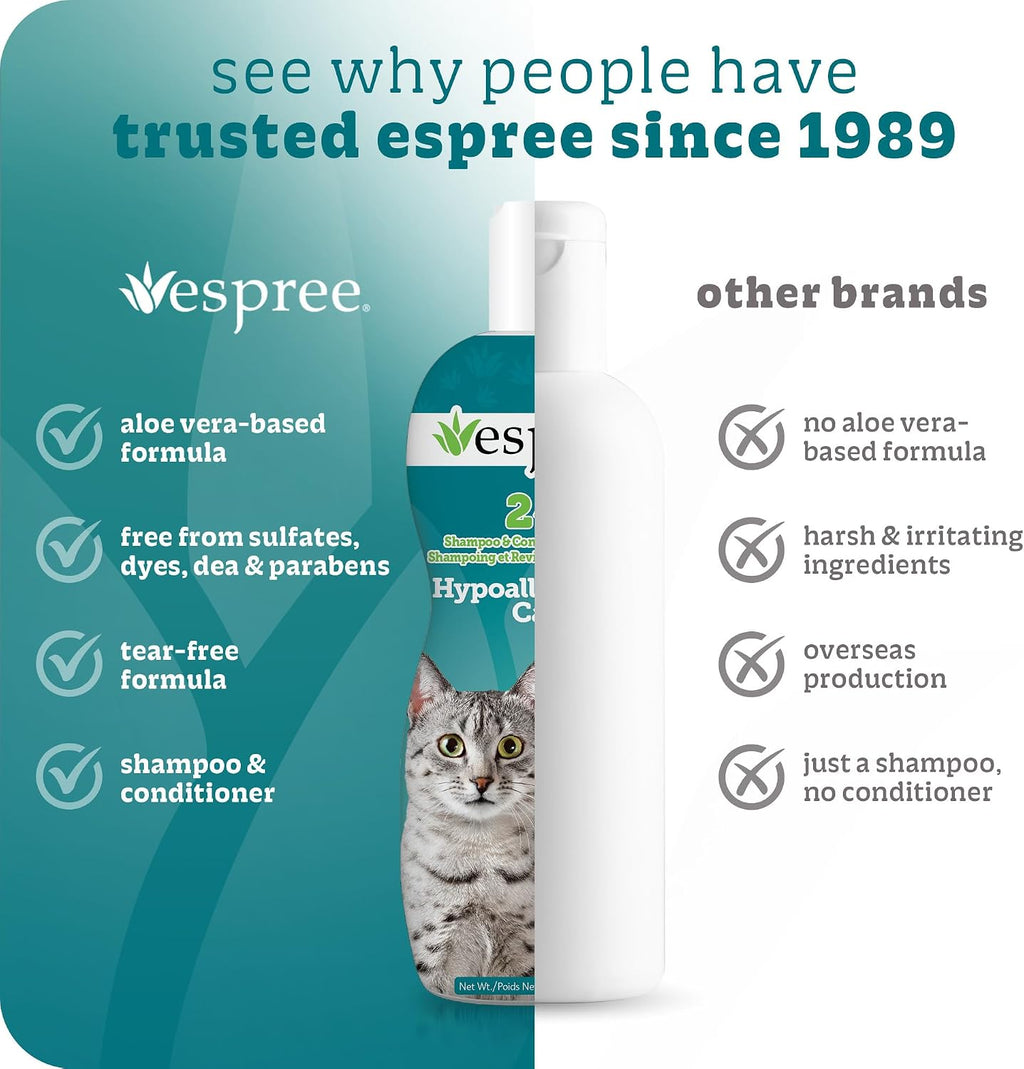 Espree Hypoallergenic Cat Shampoo & Conditioner, Sensitive Skin, 12oz