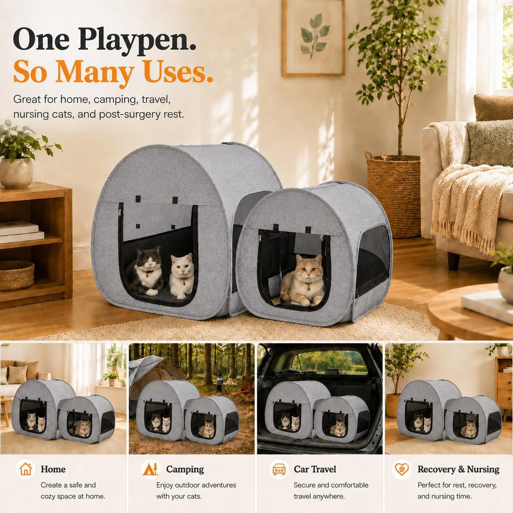 Portable Cat Playpen, Delivery Room, Enclosure, Postoperative Recovery, House Design for Better Standing, Foldable Pet T