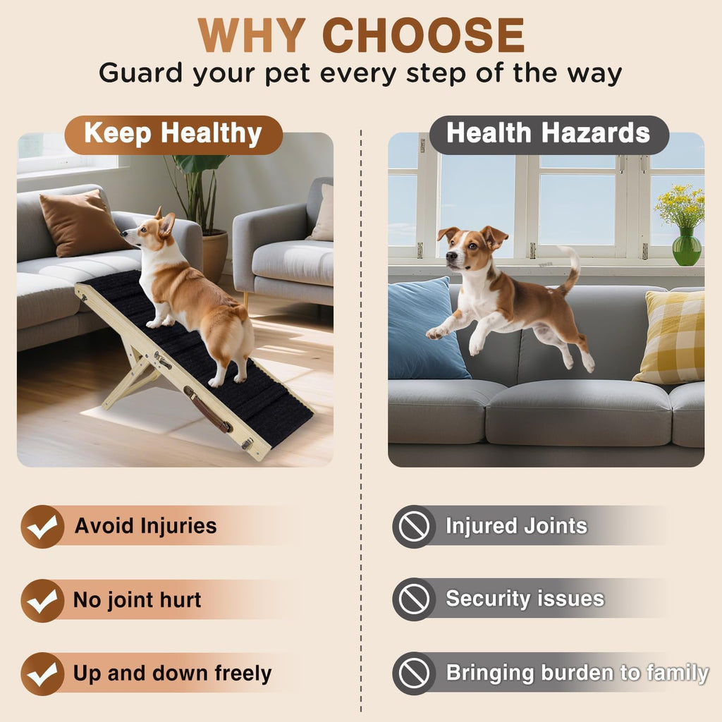 2026 Upgraded Dog Ramp for Couch - Foldable Small Dog Ramp for Bed - 4 Adjustable Height from 12" to 20" - Portable Pet 