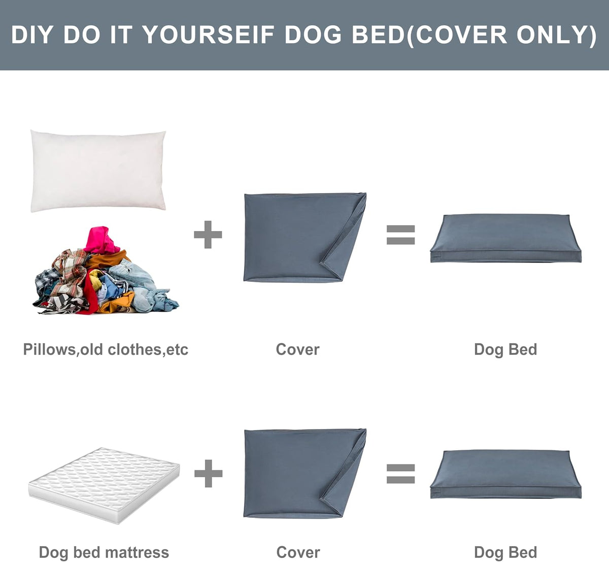 Dog Bed Covers Replacement, 36Lx27Wx3H Inch, Cover Only, Blue-Gray