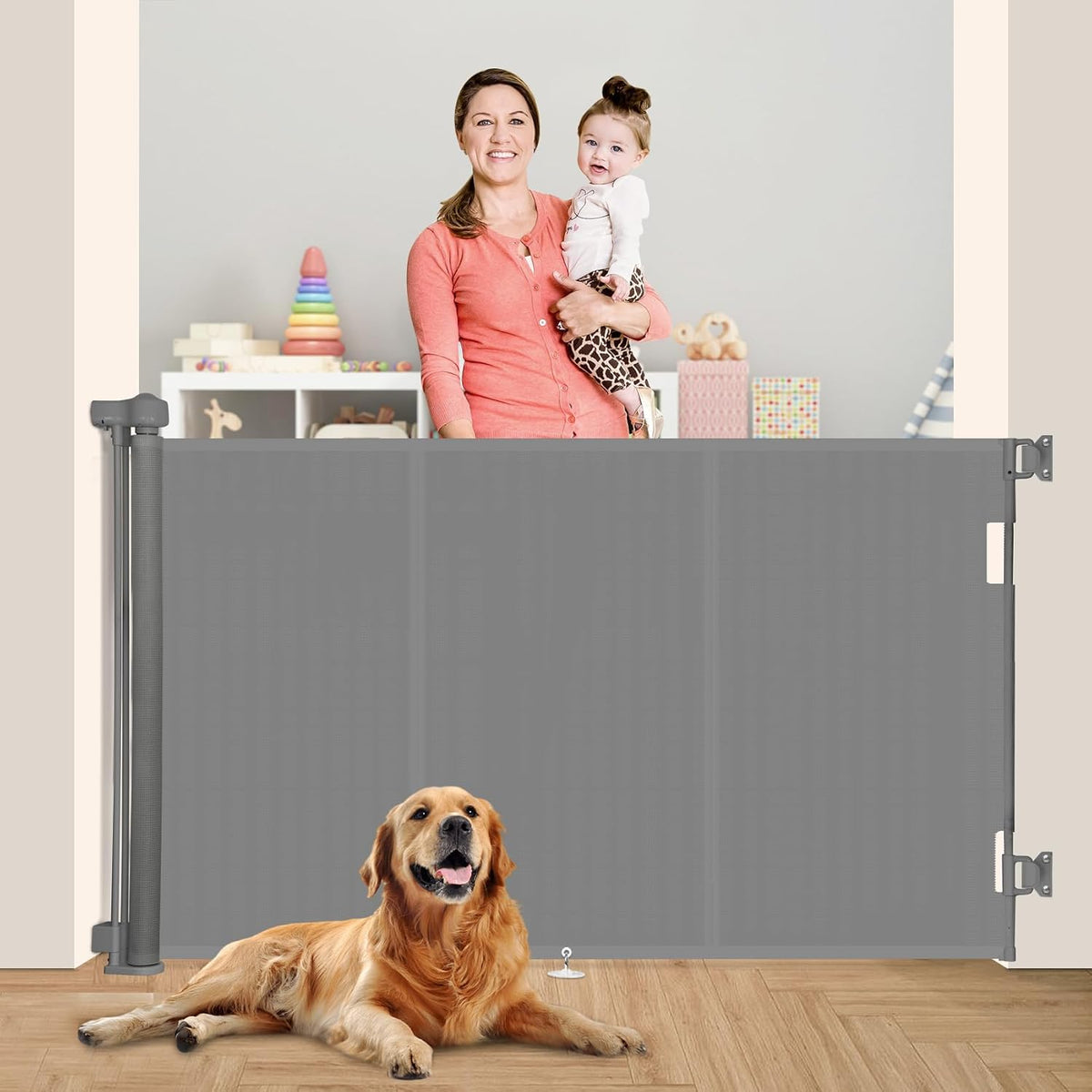 Miumoon 200 inch Reinforced Retractable Baby Gates 42 inch Tall
