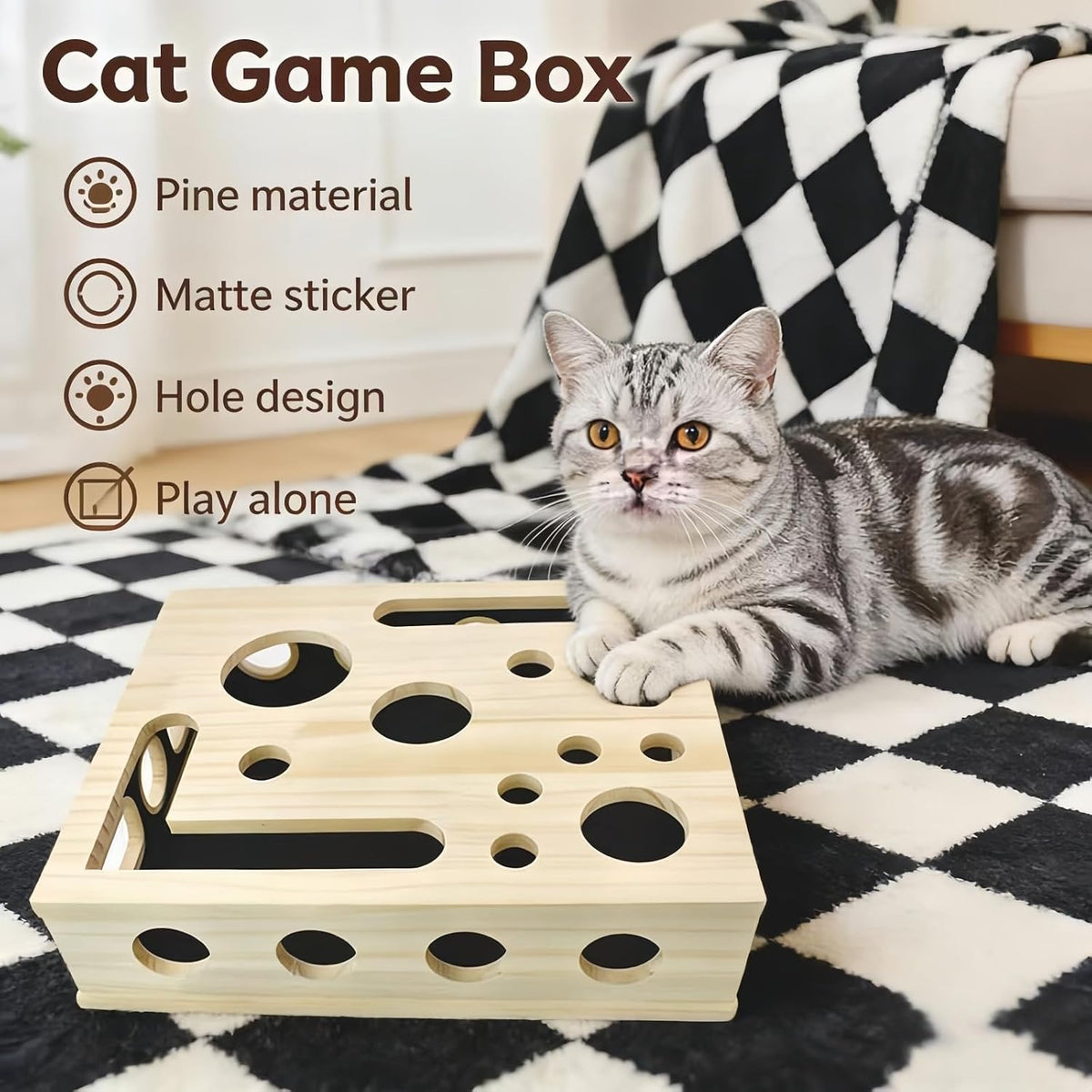 Cat Scratch Puzzle Enrichment Box, Stress-Free Scratch Puzzle Enrichment Box for Cats That Hate Nail Trims, Cat Nail Fil